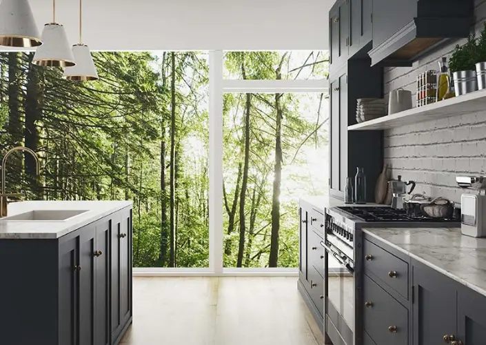 Kitchen cabinetry · deep green finish