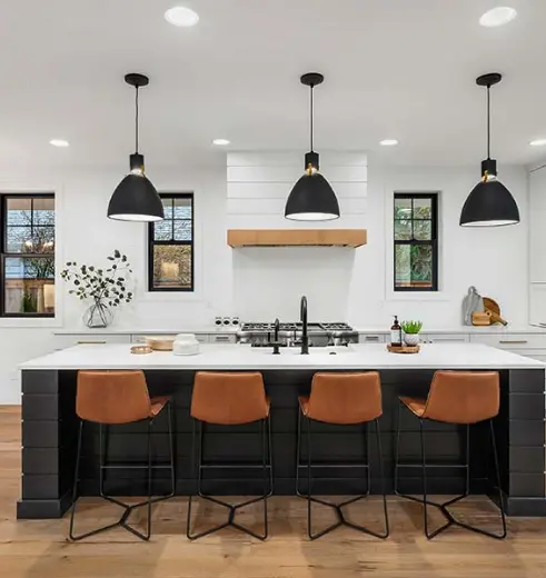 Kitchen island · seating, storage, and lighting